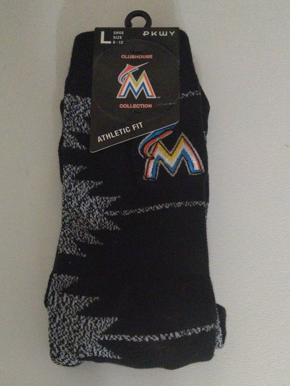 Pkwy Marlins Mlb Socks One Pair New Miami Florida New Shoe Size 6-12